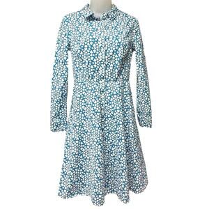 Boden Blue and White Floral Shirt Dress